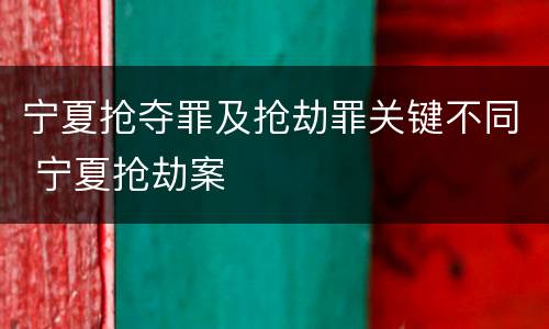 宁夏抢夺罪及抢劫罪关键不同 宁夏抢劫案