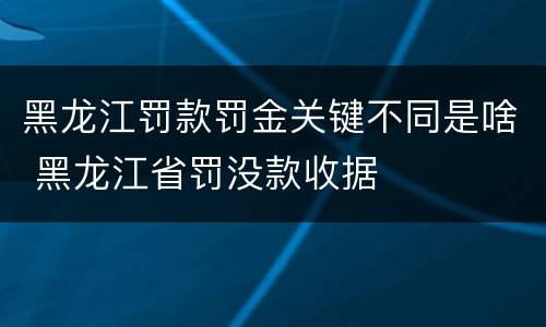 黑龙江罚款罚金关键不同是啥 黑龙江省罚没款收据