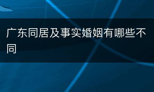 广东同居及事实婚姻有哪些不同