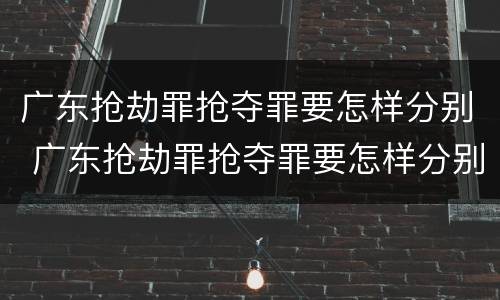 广东抢劫罪抢夺罪要怎样分别 广东抢劫罪抢夺罪要怎样分别认定
