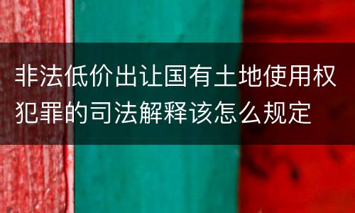 非法低价出让国有土地使用权犯罪的司法解释该怎么规定