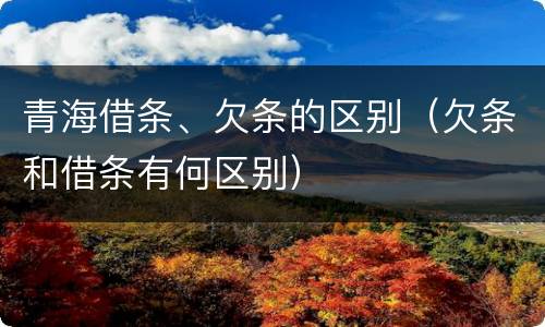 青海借条、欠条的区别（欠条和借条有何区别）