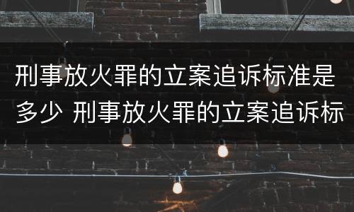 刑事放火罪的立案追诉标准是多少 刑事放火罪的立案追诉标准是多少钱