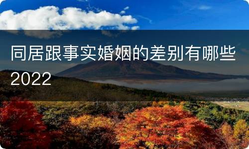 同居跟事实婚姻的差别有哪些2022