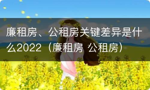 廉租房、公租房关键差异是什么2022（廉租房 公租房）
