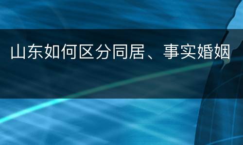 山东如何区分同居、事实婚姻