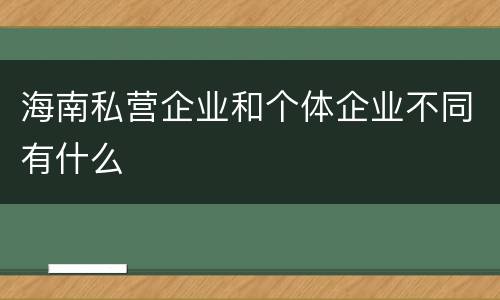 海南私营企业和个体企业不同有什么