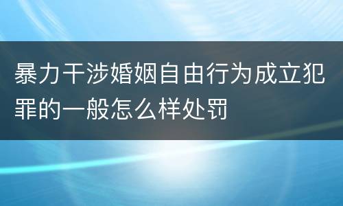 暴力干涉婚姻自由行为成立犯罪的一般怎么样处罚