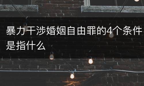 暴力干涉婚姻自由罪的4个条件是指什么