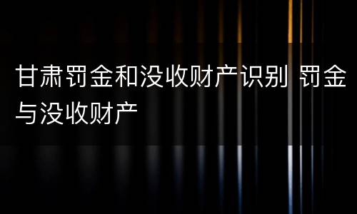 甘肃罚金和没收财产识别 罚金与没收财产