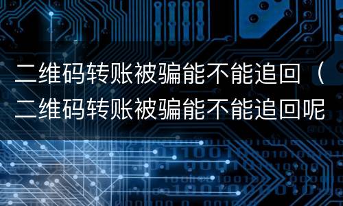 二维码转账被骗能不能追回（二维码转账被骗能不能追回呢）