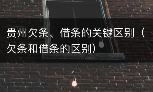 贵州欠条、借条的关键区别（欠条和借条的区别）