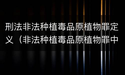刑法非法种植毒品原植物罪定义（非法种植毒品原植物罪中的种植行为）