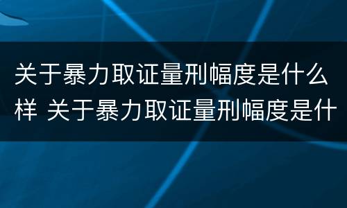 关于暴力取证量刑幅度是什么样 关于暴力取证量刑幅度是什么样的标准