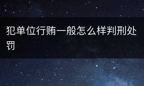 犯单位行贿一般怎么样判刑处罚