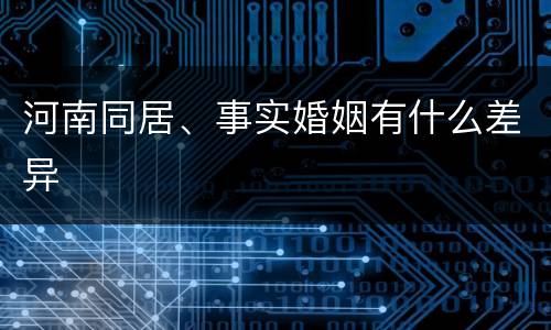 河南同居、事实婚姻有什么差异