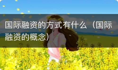 国际融资的方式有什么（国际融资的概念）