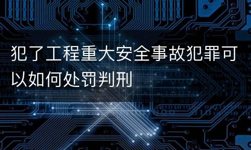 犯了工程重大安全事故犯罪可以如何处罚判刑
