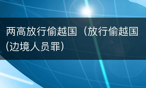 两高放行偷越国（放行偷越国(边境人员罪）