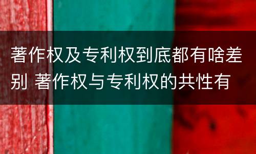 著作权及专利权到底都有啥差别 著作权与专利权的共性有