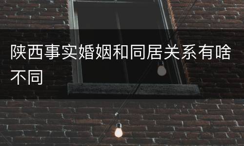 陕西事实婚姻和同居关系有啥不同
