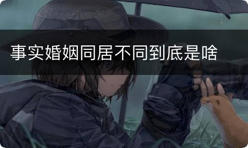 事实婚姻同居不同到底是啥