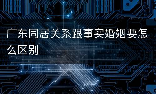 广东同居关系跟事实婚姻要怎么区别
