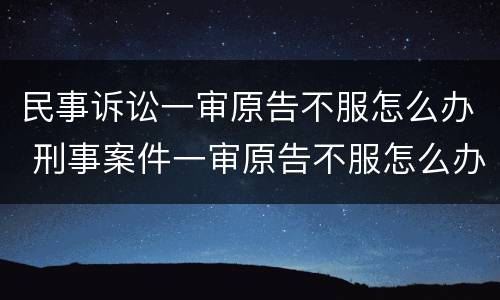 民事诉讼一审原告不服怎么办 刑事案件一审原告不服怎么办
