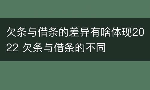 欠条与借条的差异有啥体现2022 欠条与借条的不同