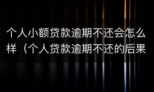 个人小额贷款逾期不还会怎么样（个人贷款逾期不还的后果）