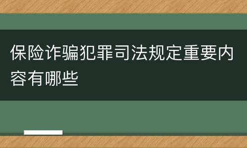 保险诈骗犯罪司法规定重要内容有哪些