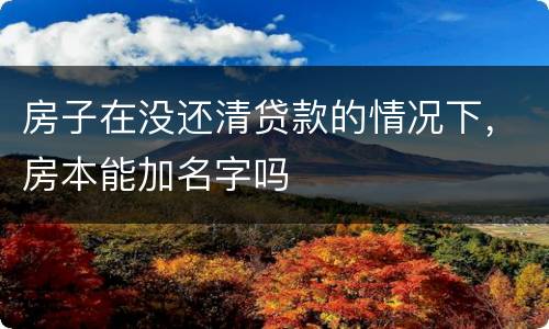 房子在没还清贷款的情况下，房本能加名字吗