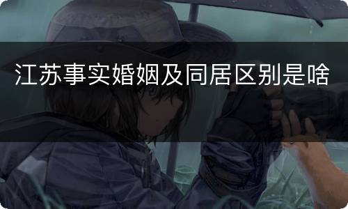 江苏事实婚姻及同居区别是啥