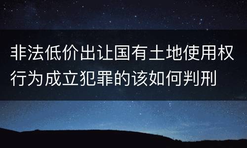 非法低价出让国有土地使用权行为成立犯罪的该如何判刑