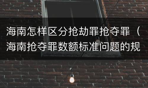 海南怎样区分抢劫罪抢夺罪（海南抢夺罪数额标准问题的规定）
