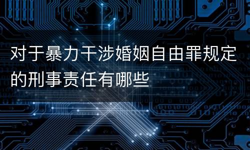 对于暴力干涉婚姻自由罪规定的刑事责任有哪些