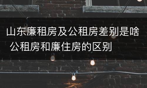 山东廉租房及公租房差别是啥 公租房和廉住房的区别