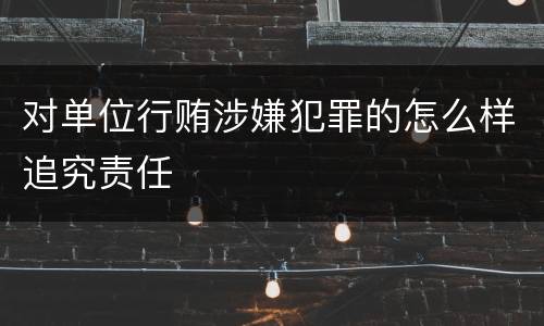 对单位行贿涉嫌犯罪的怎么样追究责任