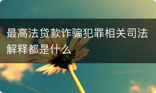 最高法贷款诈骗犯罪相关司法解释都是什么