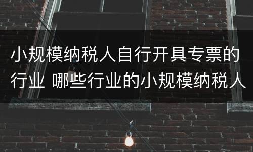 小规模纳税人自行开具专票的行业 哪些行业的小规模纳税人可以自行开具增值税专用发票