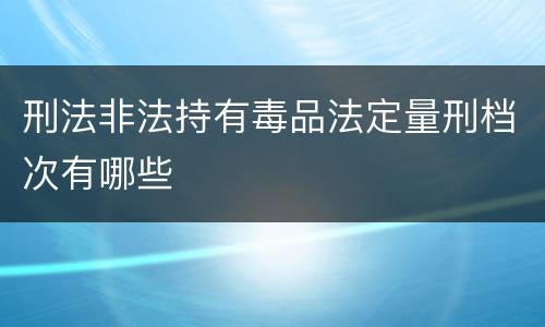刑法非法持有毒品法定量刑档次有哪些