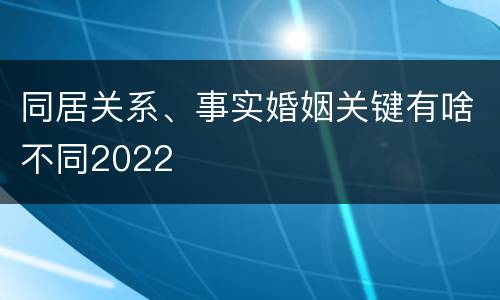同居关系、事实婚姻关键有啥不同2022