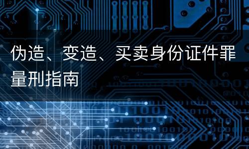 伪造、变造、买卖身份证件罪量刑指南