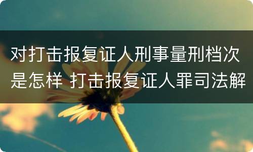 对打击报复证人刑事量刑档次是怎样 打击报复证人罪司法解释
