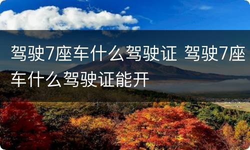 驾驶7座车什么驾驶证 驾驶7座车什么驾驶证能开