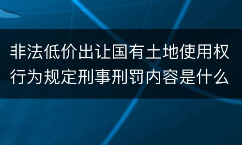非法低价出让国有土地使用权行为规定刑事刑罚内容是什么样