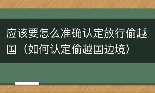 应该要怎么准确认定放行偷越国（如何认定偷越国边境）