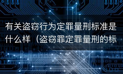 有关盗窃行为定罪量刑标准是什么样（盗窃罪定罪量刑的标准）