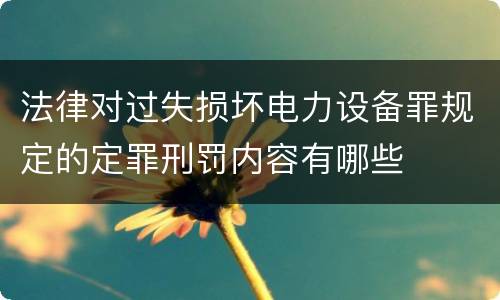 法律对过失损坏电力设备罪规定的定罪刑罚内容有哪些