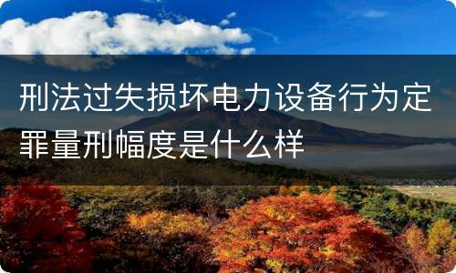刑法过失损坏电力设备行为定罪量刑幅度是什么样